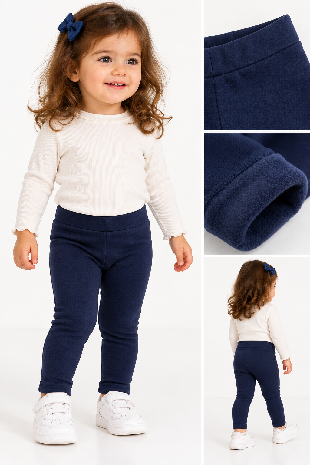 Girls’ Navy Blue Fleece-Lined Legging