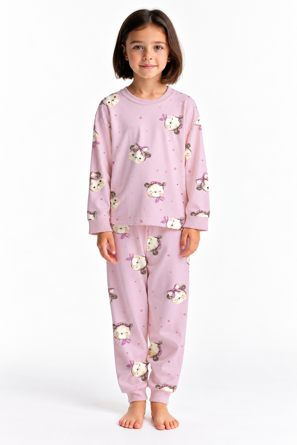 Girls 100% Cotton Teddy Bear Pajama Set
