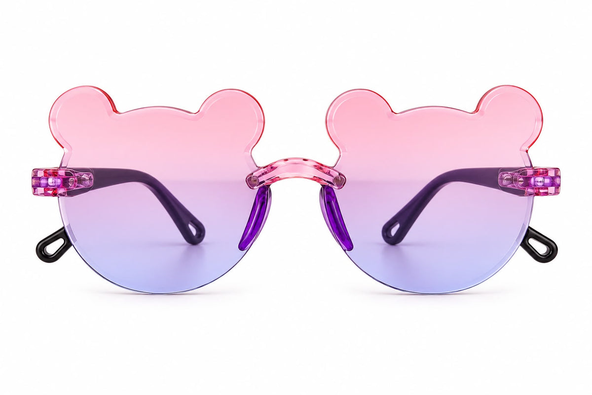 Kids Bear-Shaped Gradient Sunglasses – Pink & Purple