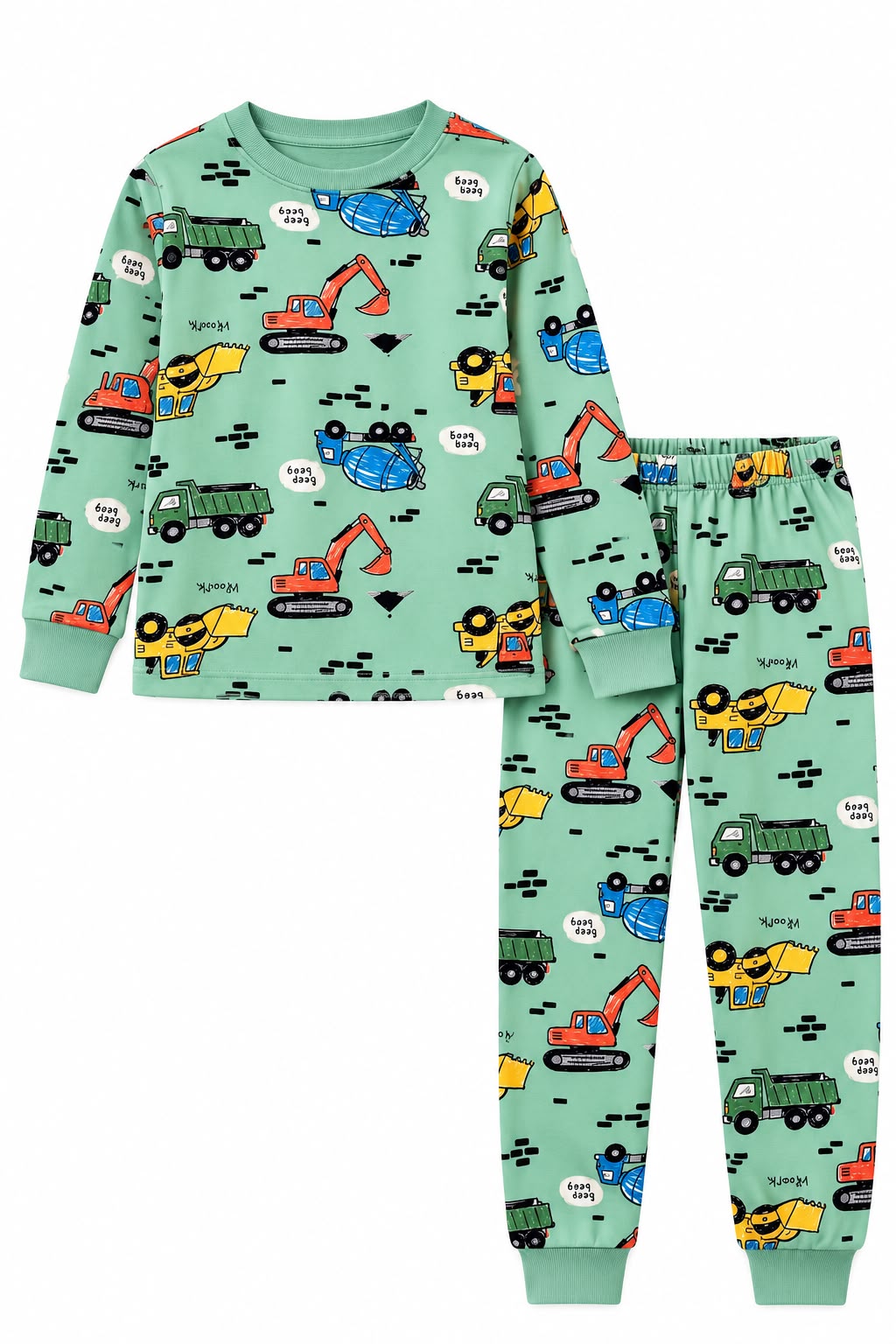 Make bedtime an adventure with this adorable construction vehicle pajama set!