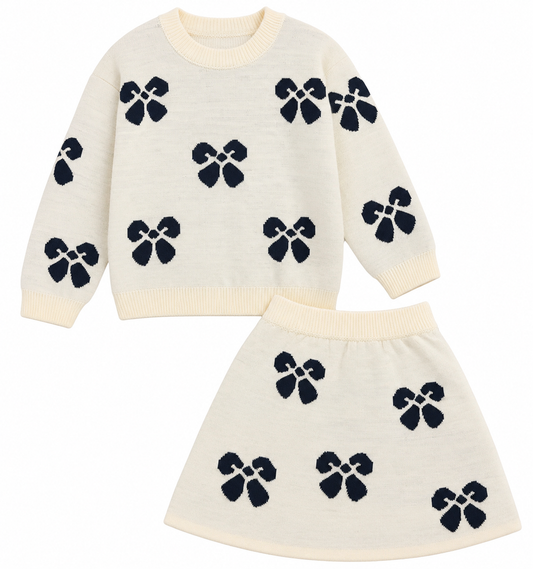 Girls’ Ivory Knit Sweater & Skirt Set