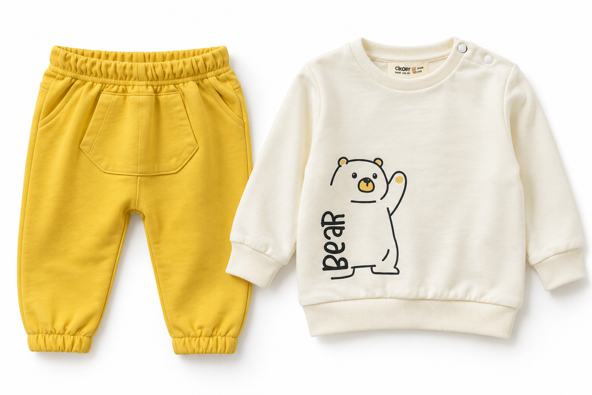 Baby Bear Sweatshirt & Mustard Jogger Set