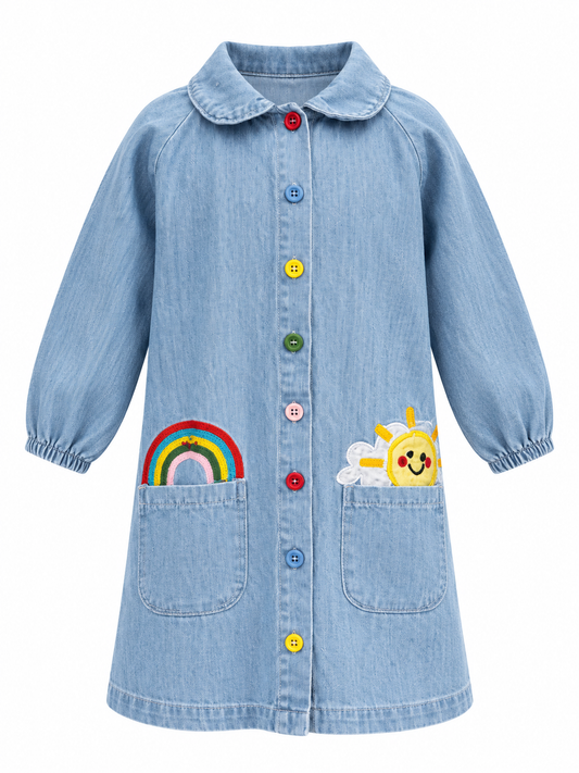 Girls’ Rainbow Denim Dress