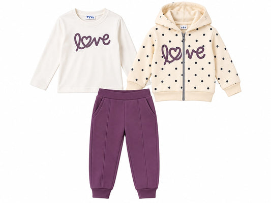 3-Piece Love Tracksuit Set for Kids