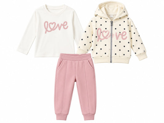 3-Piece Love Tracksuit Set for Kids