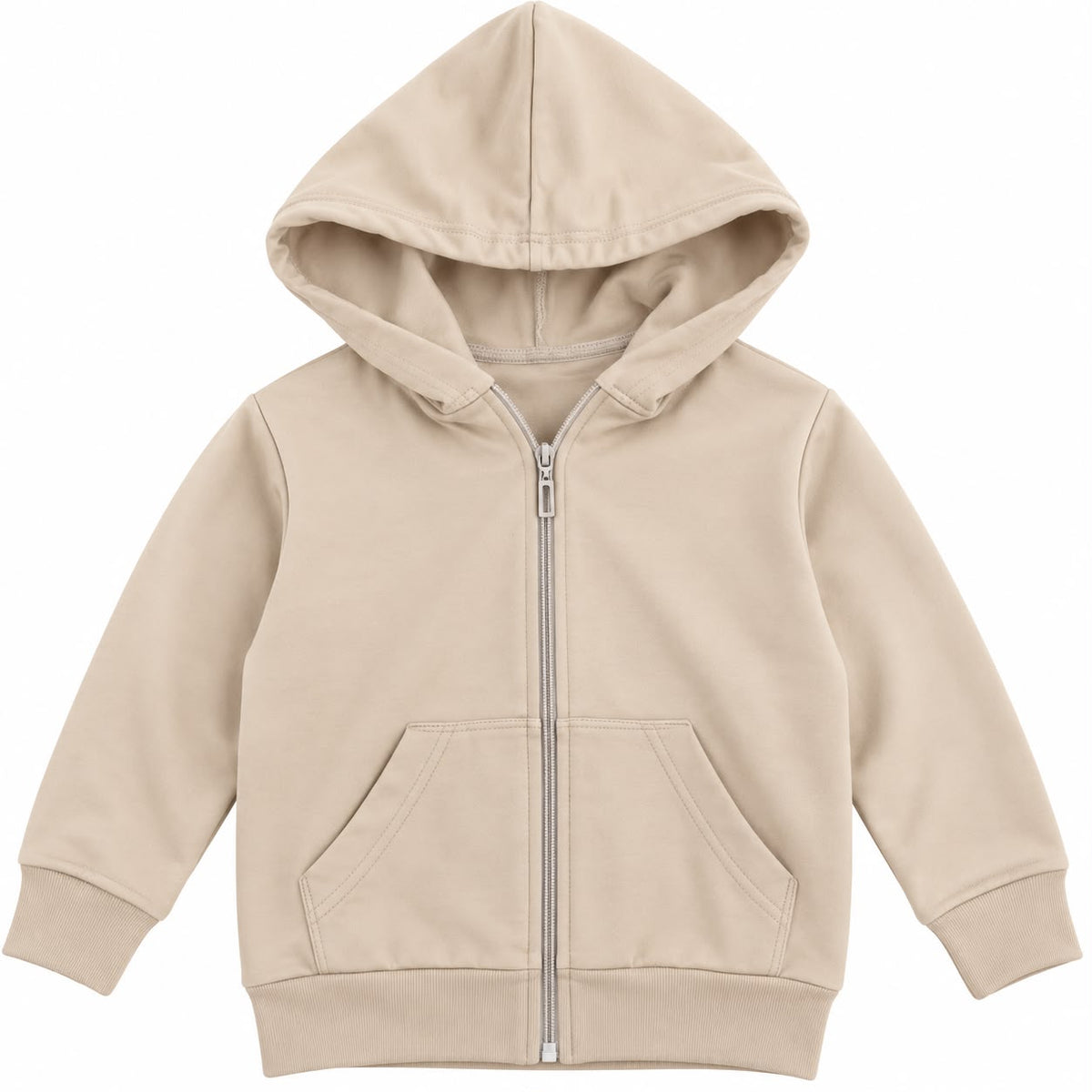 Kids’ Beige Hooded Zip-Up Sweatshirt