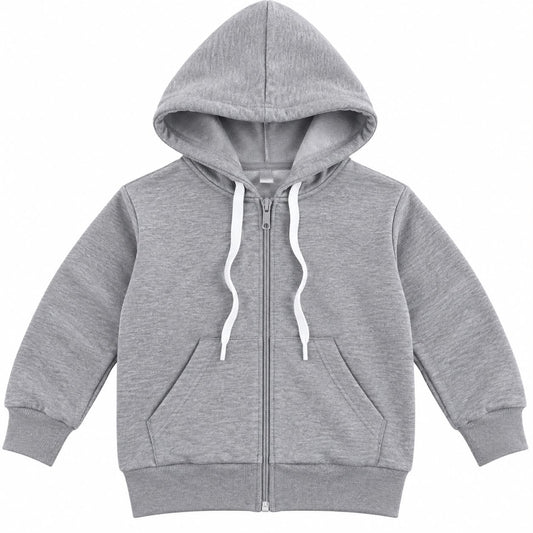 Kids’ Heather Grey Zip-Up Hoodie