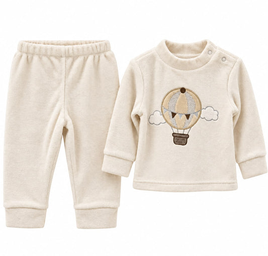 Baby Cream Velvet Hot Air Balloon 2-Piece Set