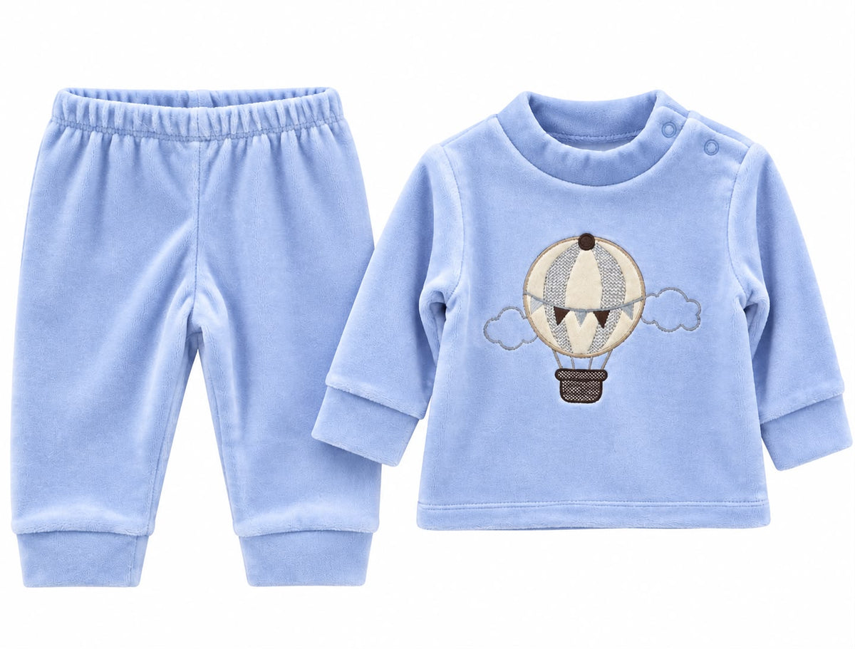 Baby Blue Velvet Hot Air Balloon 2-Piece Set