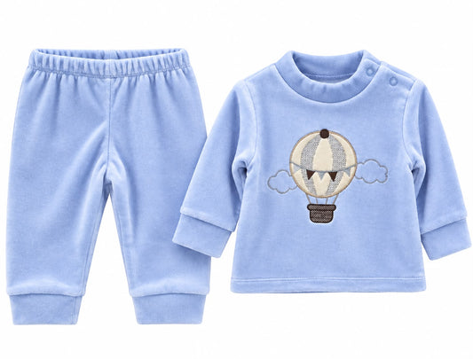 Baby Blue Velvet Hot Air Balloon 2-Piece Set