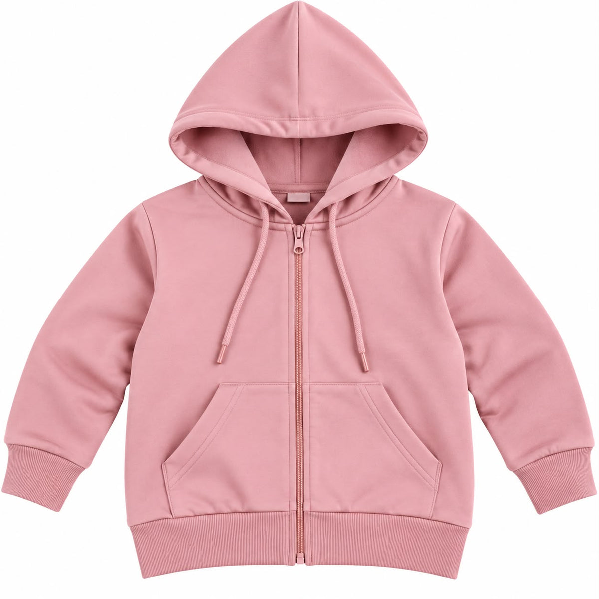 Kids’ Dusty Pink Cotton Zip-Up Hoodie