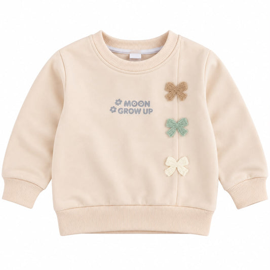 Baby Girls’ Cream Sweatshirt with Decorative Bows