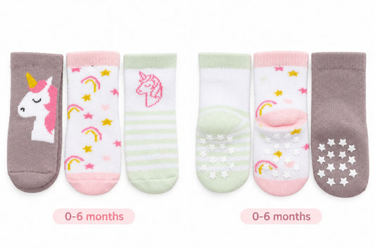 Baby Girl Unicorn Socks – 3 Pairs (0–6 Months)