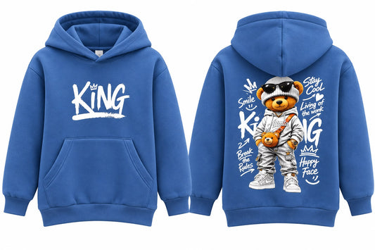Kids King Teddy Bear Graphic Hoodie