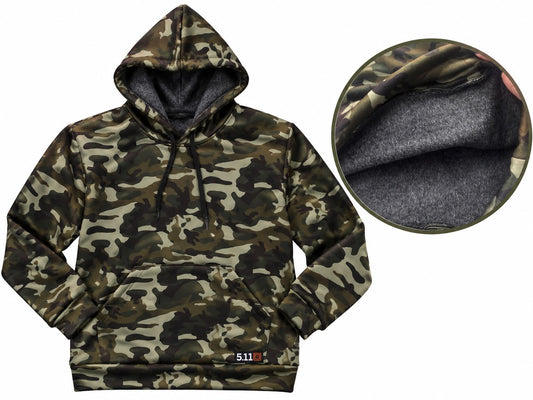 Unisex Army Camouflage Fleece-Lined Hoodie
