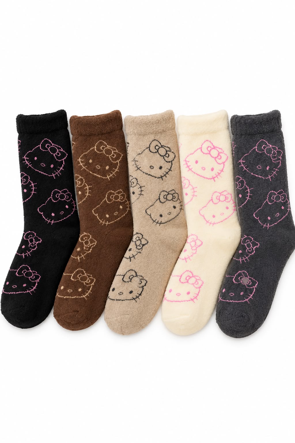 Girls’ Fuzzy Cat Pattern Socks – 5 Colors