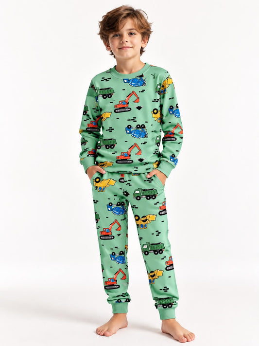 Make bedtime an adventure with this adorable construction vehicle pajama set!