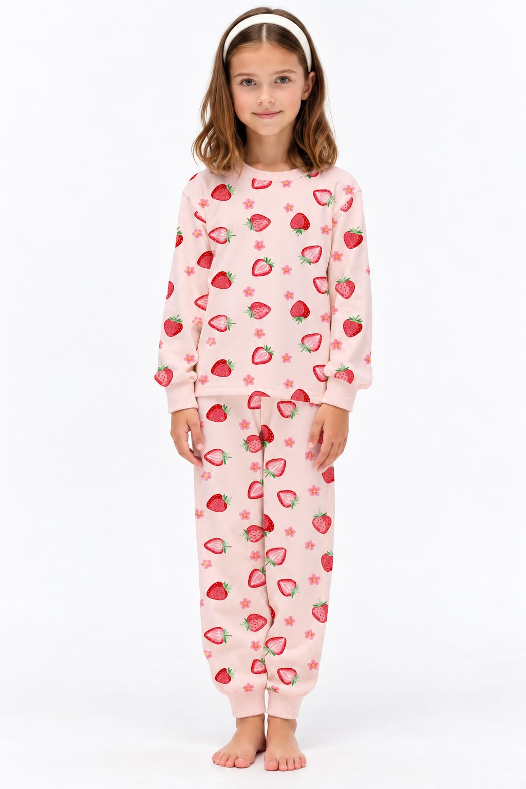 Girls’ Strawberry Cotton Pajama Set