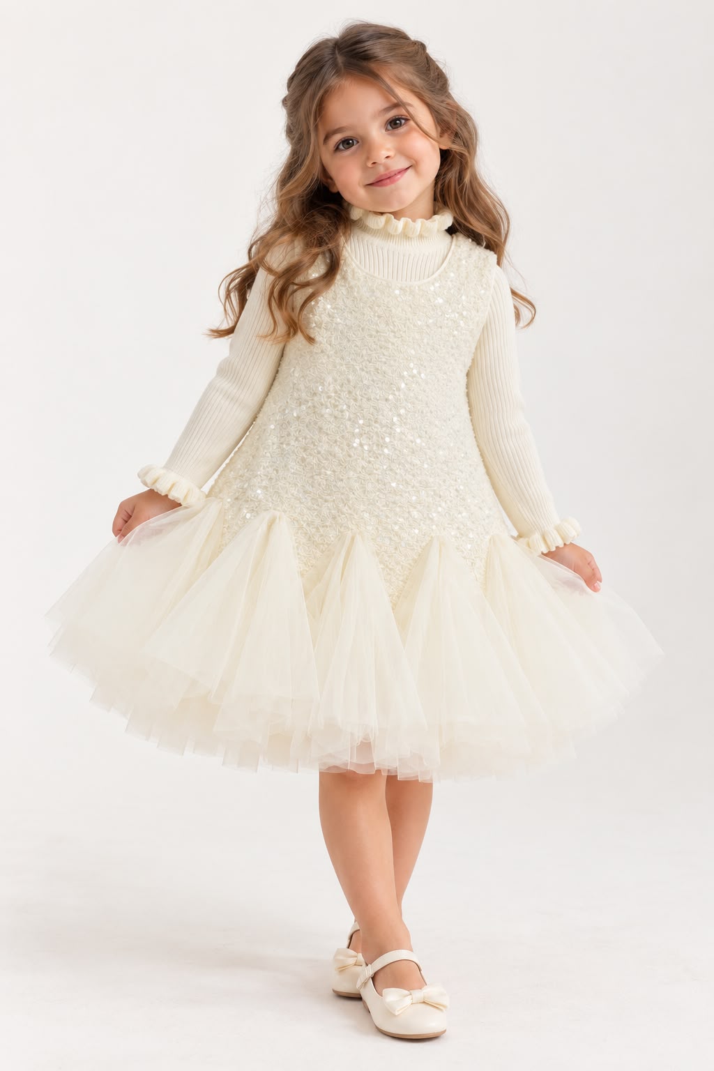 Girls’ 2-Piece Ivory Tulle Party Dress Set