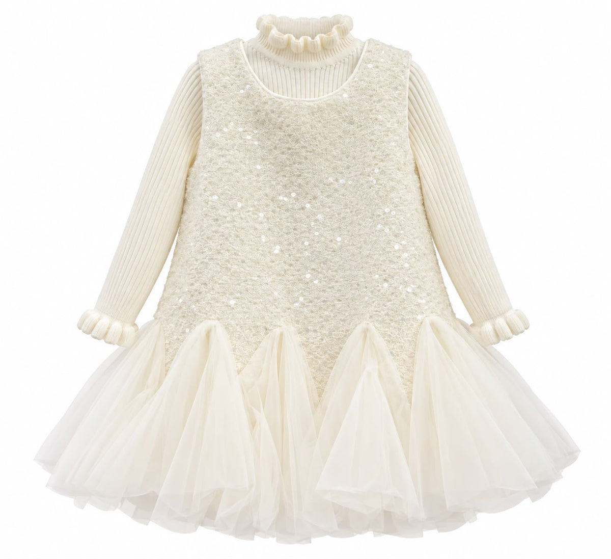 Girls’ 2-Piece Ivory Tulle Party Dress Set