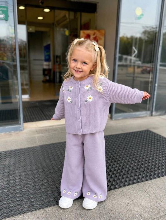 Daisy Flower Knit Set – Lilac